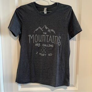 Gray Graphic T-Shirt with Mountain Design